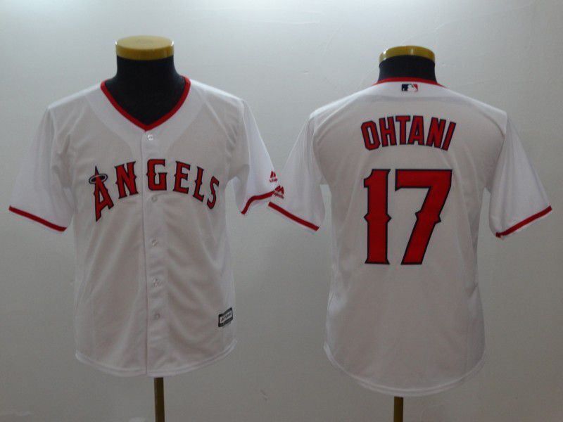 Youth Los Angeles Angels 17 Ohtani White MLB Jerseys